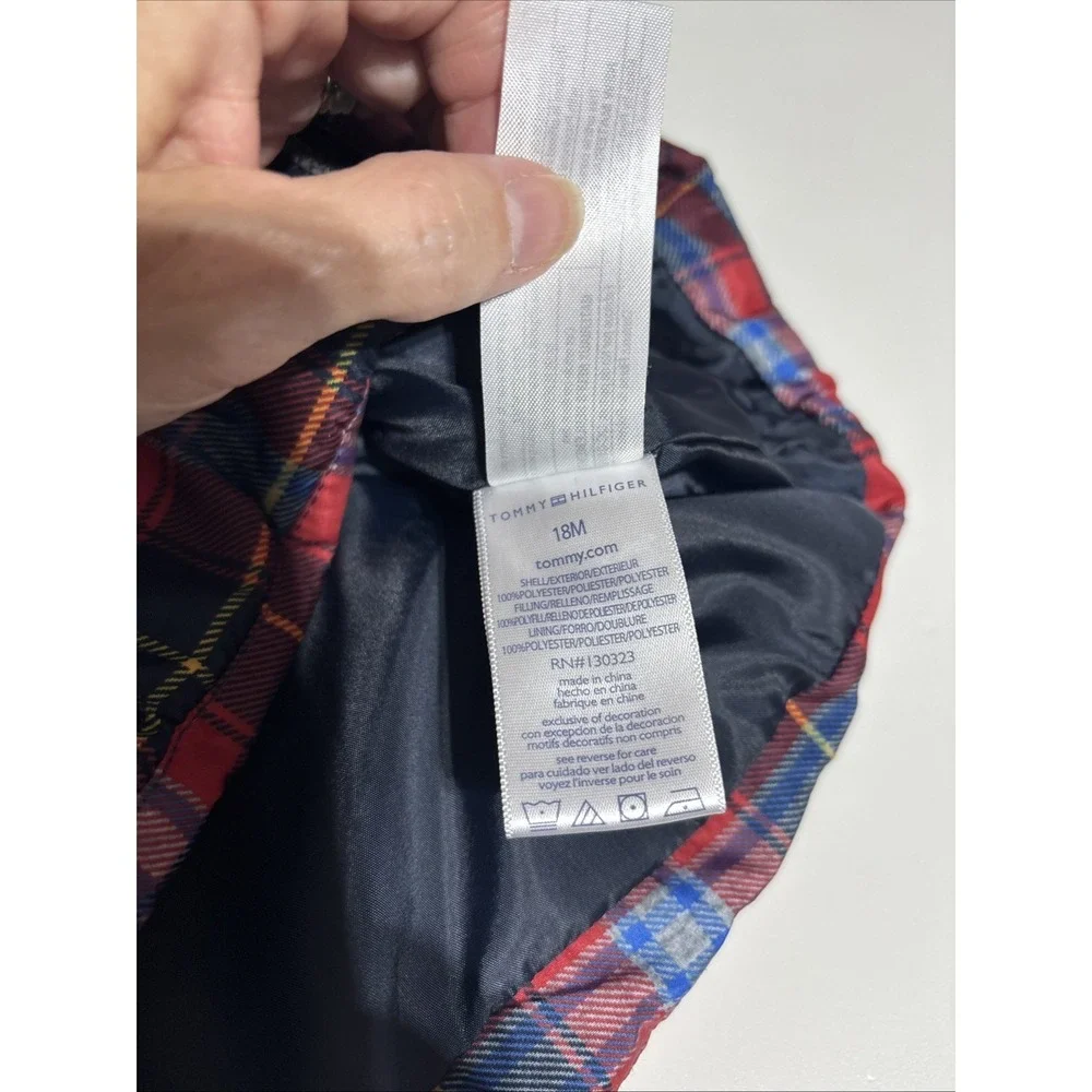 Tommy Hilfiger Red Plaid Varsity Puffer‎ Vest Size 18 months Pockets